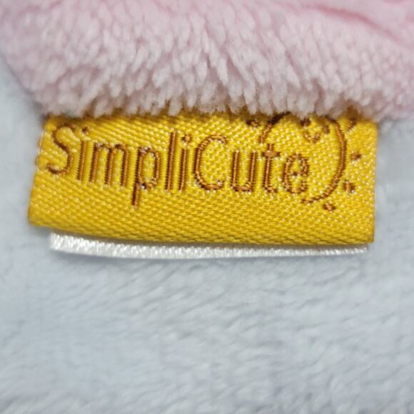 Simpli Cute Pink & White Infant Security Blanket w/ Unicorn 12" x 12" - Picture 4 of 5